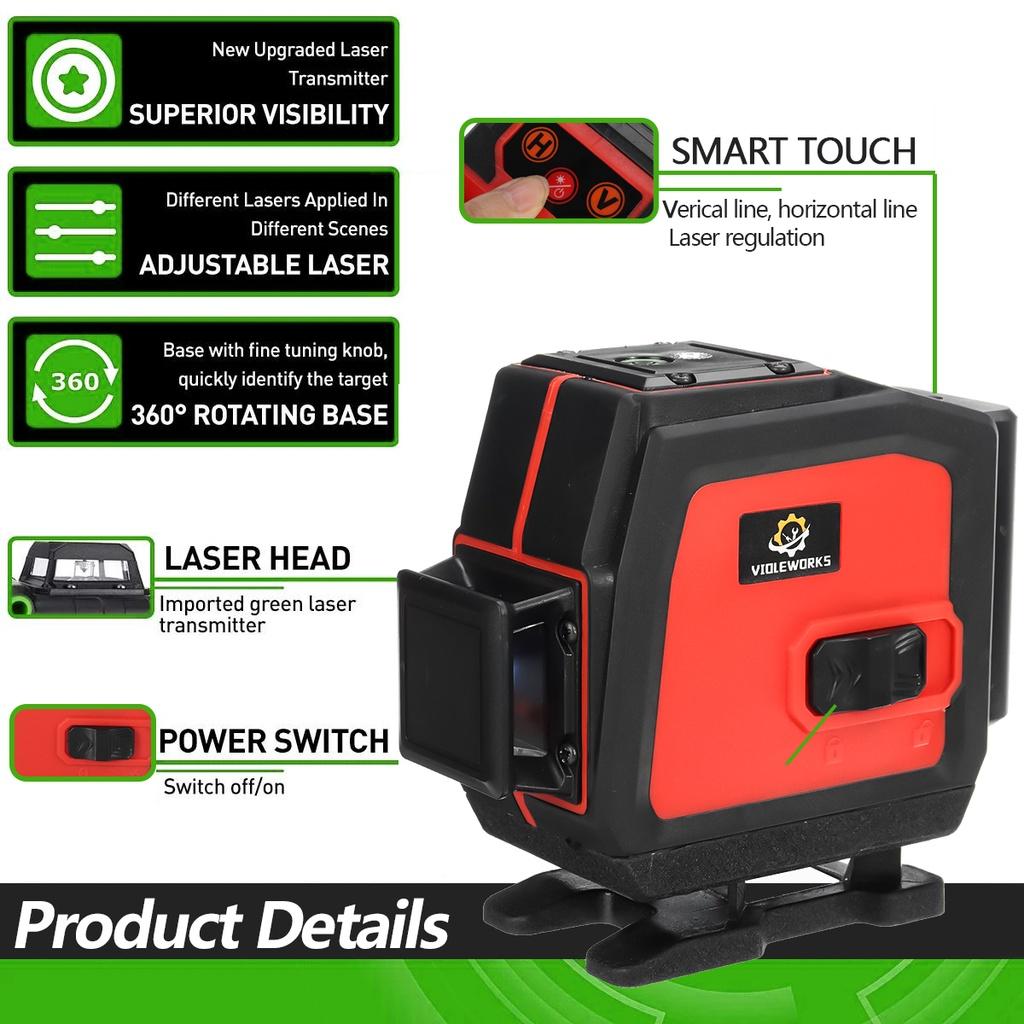 Laser Level 4D 16 Lines Level Bluetooth Auto Self-Leveling APP Control 360 Horizontal And Vertical Cross Green Laser Level