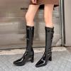 Popular High-heeled Boots Women's 2025 Temperament Thick-heeled Square-headed Knight Boots But Knee-high Boots