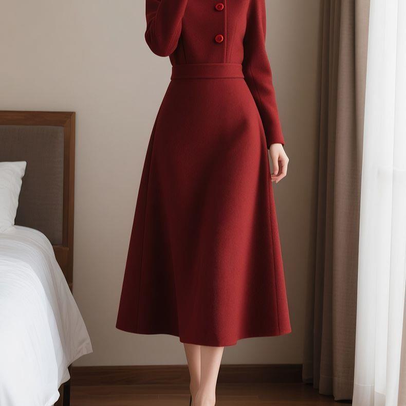 Elegant Mid-Length Autumn/Winter Retro Dress for Women