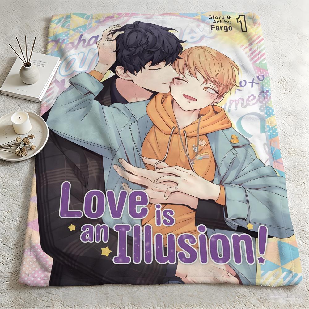 Comic LLove Is An Illusionn Throw Warm Soft Flannel Blanket Multiuse for Sofa Bed Camping Travel Nap