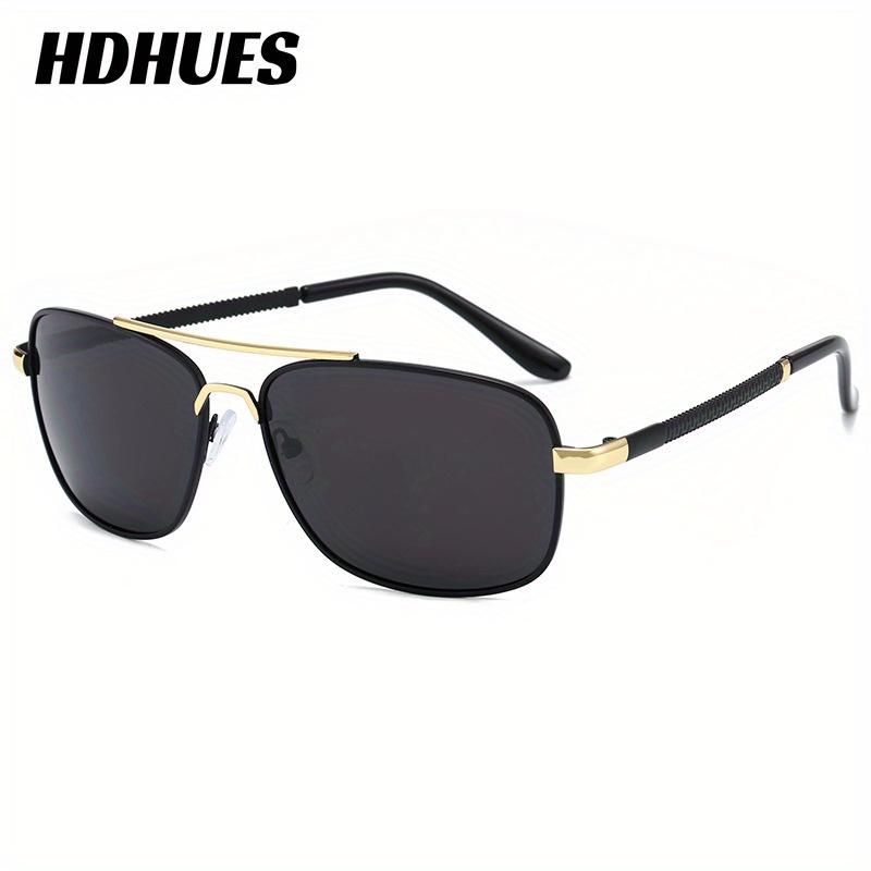 

HdHues Унисекс Модные металлические квадратные антибликовые поляризованные солнцезащитные очки для вождения, UV400 чёрный/золотой