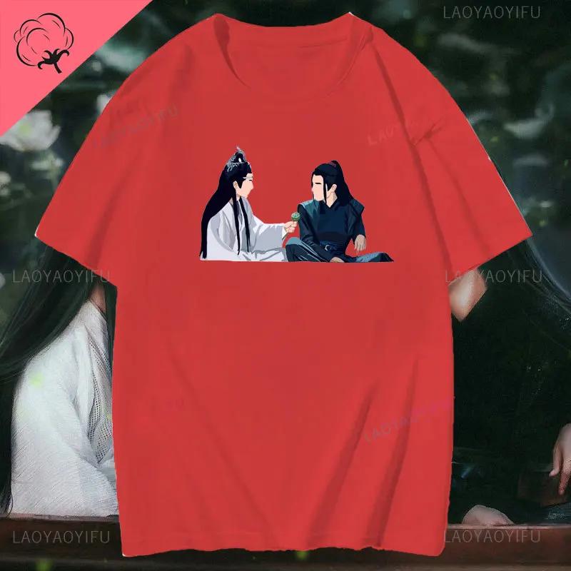 Le T-shirt Imprimé Indompté Mo Dao Zu Shi Shirt Wei Ying Hauts en Coton Tee Lan Wangji Shirt Wang Yibo Xiao Zhan Tee Yizhan T-shirt