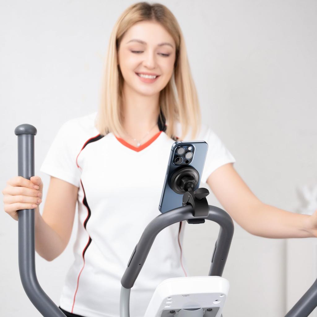Magnetic Music Stand Phone Holder with Fitness Bike Clip, Smartphone Arm Stand with 360° Rotation, Compatible with iPhone 15, 14, 13, 12, Pro, Max,