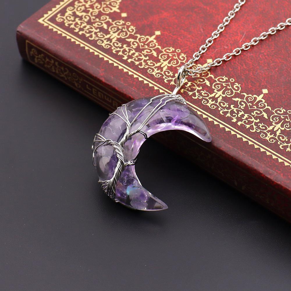 Кулон-ожерелье Chakela  Древо Жизни  с кристаллом в форме полумесяца N755