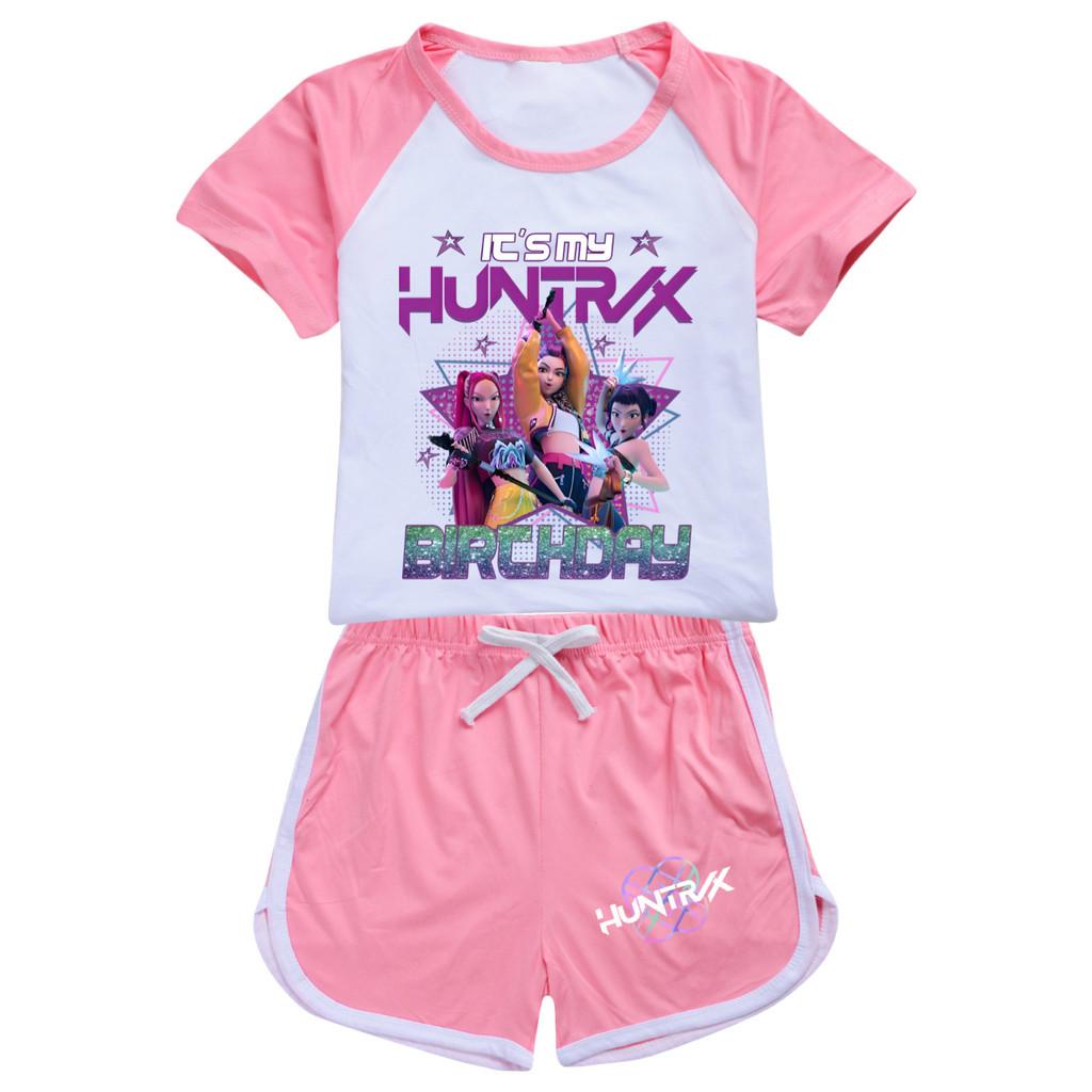 5001 Kids Girls POP Rumi Zoey Mira Print T-shirt Shorts Sport Tracksuit Clothes Set