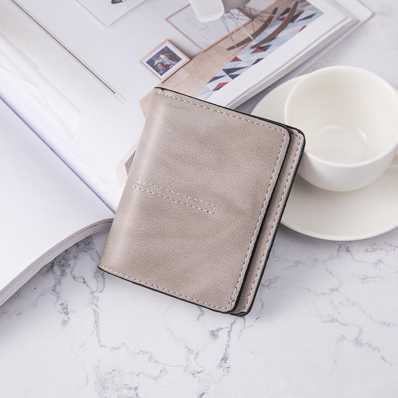 

Новий маленький гаманець, жіночий студентський однотонний простий гаманець, складаний на 20%, маленький і тонкий мішечок для монет великої місткості сірий колір