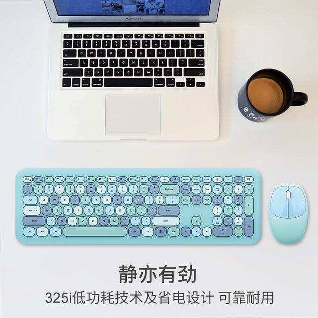 Macaron Round Keyboard Color Lipstick Girl Bezdrátová klávesnice Myš Punk Keyboard Office Suite pro Windows Xp /Win7 /Win8 /Win10