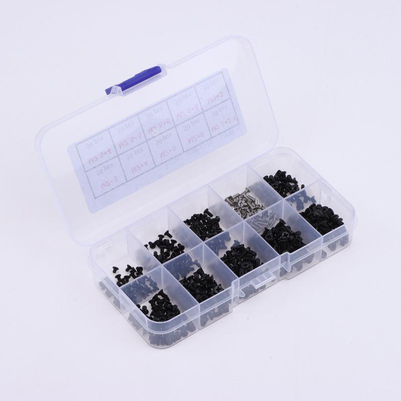 500PCS Silver/Black Boxed Laptop Computer Screws Set Universal Screw M2 M2.3 M3 Phillips Countersunk Screw Set