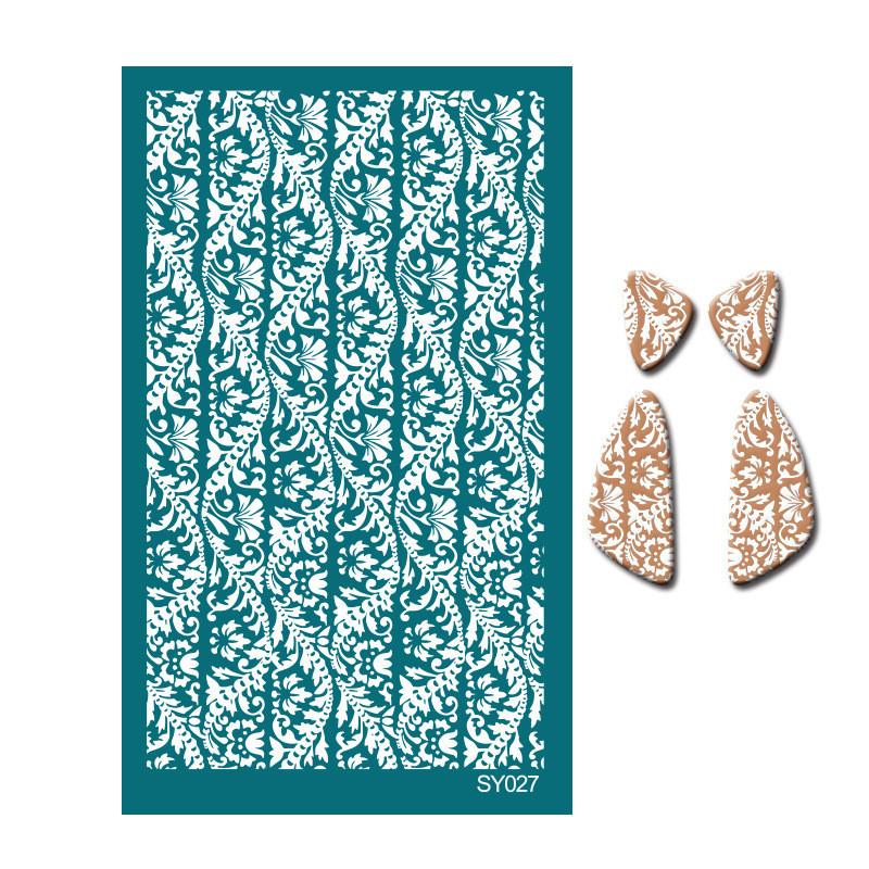 23 Styles Self-Adhesive Silk Screen Stencils for Polymer Clay Palm Leaves Reusable Mesh Transfer Printing Earring Jewelry Making