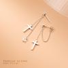 Beautiful Elegant Solid 925 Sterling Silver Cross Tassel Chain Stud Earrings for Women Jewelry