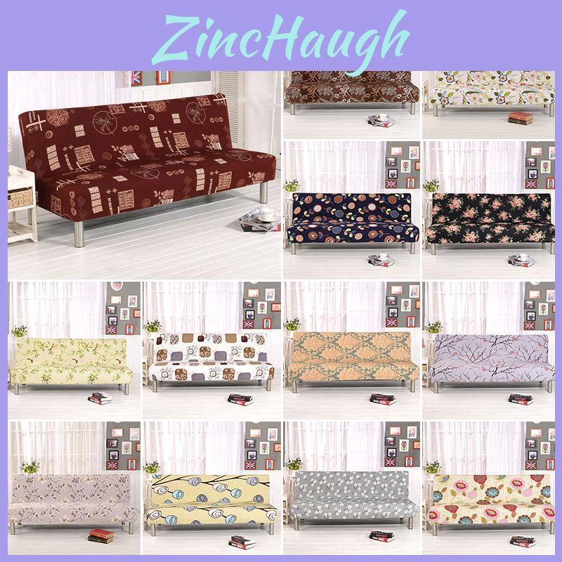 Stylish Stretch Elastic Armless Sofa Bed Couch Cover In Colorful Print With Perfect Fit
