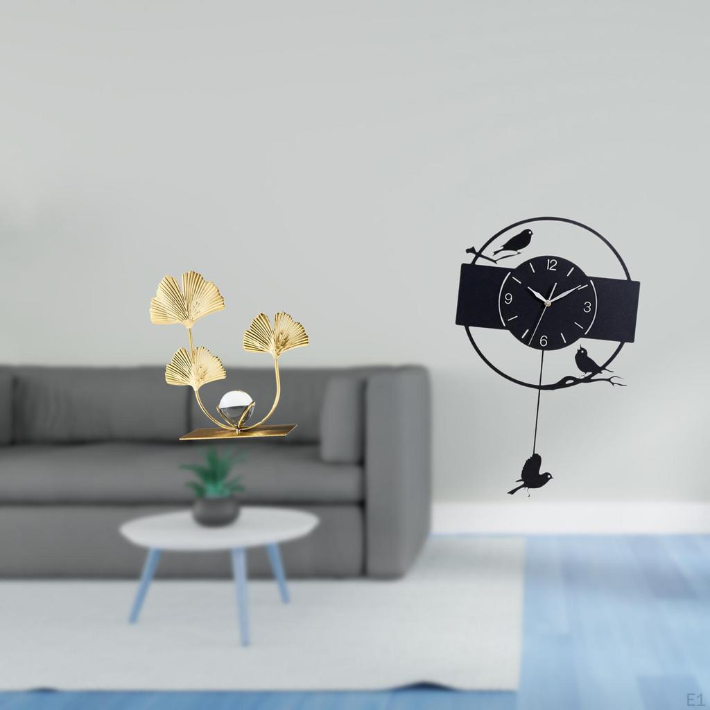 Leaves Statue Bookshelf Bird Wall Clock Sculpture Minimalist Art Ornament Birthday Housewarming Gift