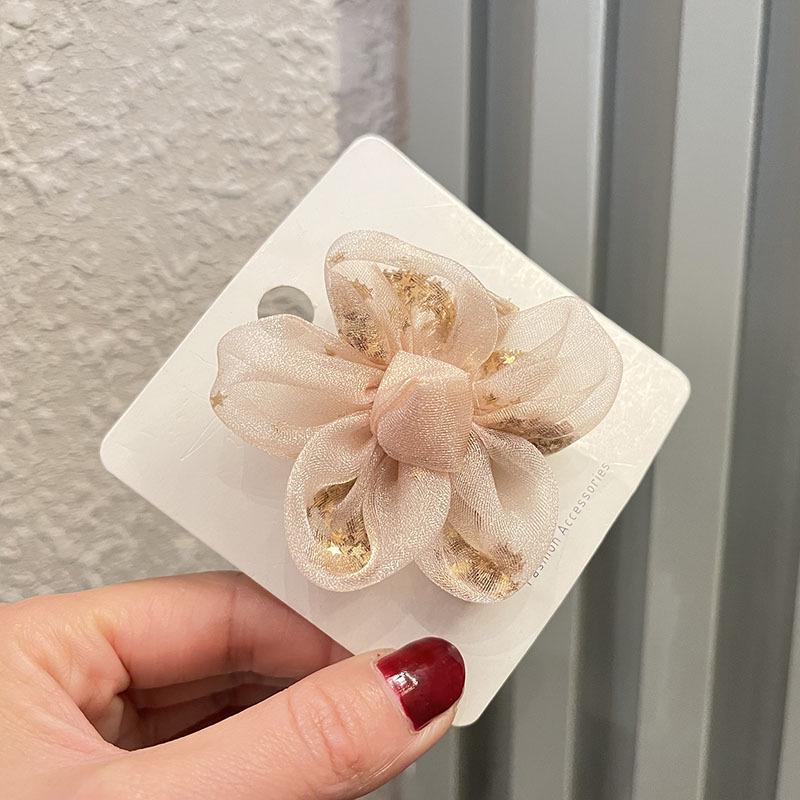 Korean Silk Gauze Flower Hair Tie Rubber Band for Girls