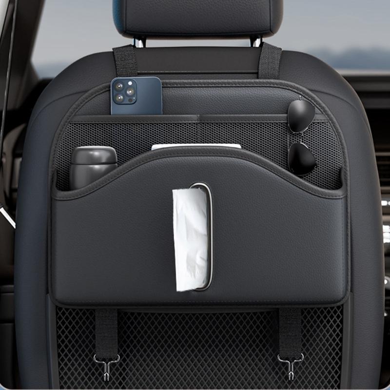 Car Tissue Holder Back Seats Organizers PU Leather Storage with Cup Holder Multifunction Car Back Seats Organizers for C