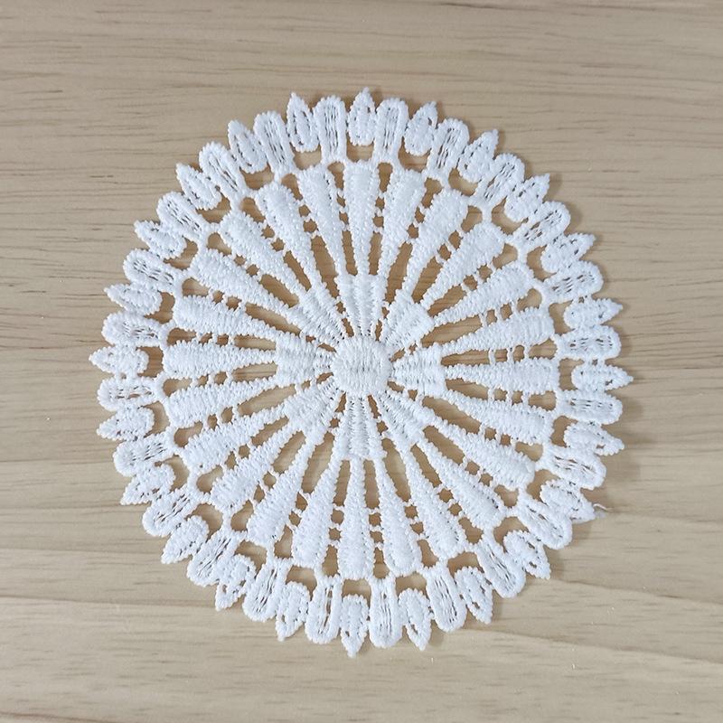 White Vintage Water-soluble Lace Small Coaster Cloth Sticker Clothes Decoration Patch Sticker DIY Hollow Embroidery Fabric Patch Accessories