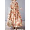 Simple and Fashionable Long Skirt Summer Short Sleeved Round Neck Printed Dress