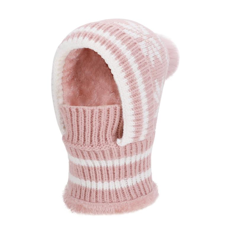 Winter Velvet Ear Protection Cap Women's Mask Scarf One-Piece Cap Warm Windproof Coldproof Knitted Wool Cap