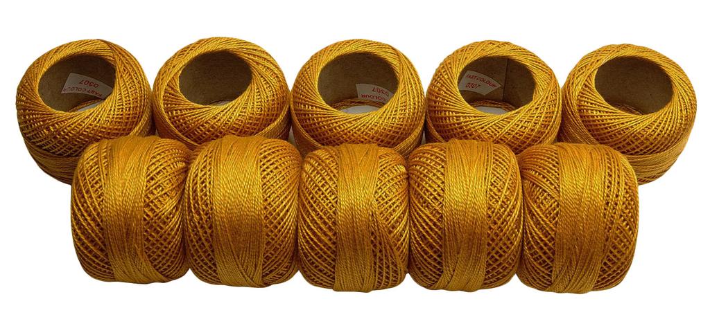 IBA Indianbeautifulart Set of 10 Pieces Yellow Cotton Anchor Knitting Thread Yarn Embroidery