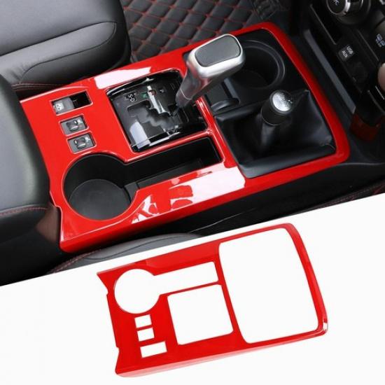 Red Central Gear Shift Panel Trim Decor Cover Bezels for 4Runner 10+ Accessories