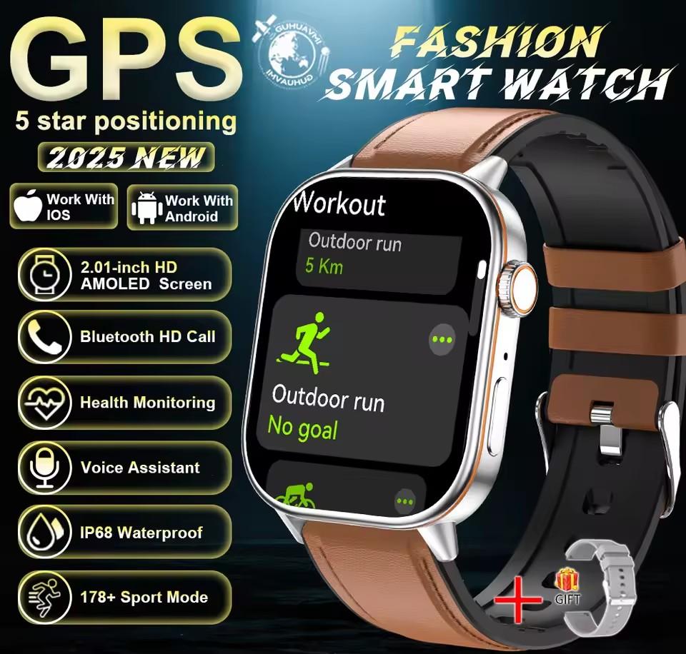 LUCKY START 2026 For Android IOS GPS Smart Watch Women 2.01" HD Screen Heart Rate Bluetooth Call Compass IP68 Waterproof Men Smartwatch