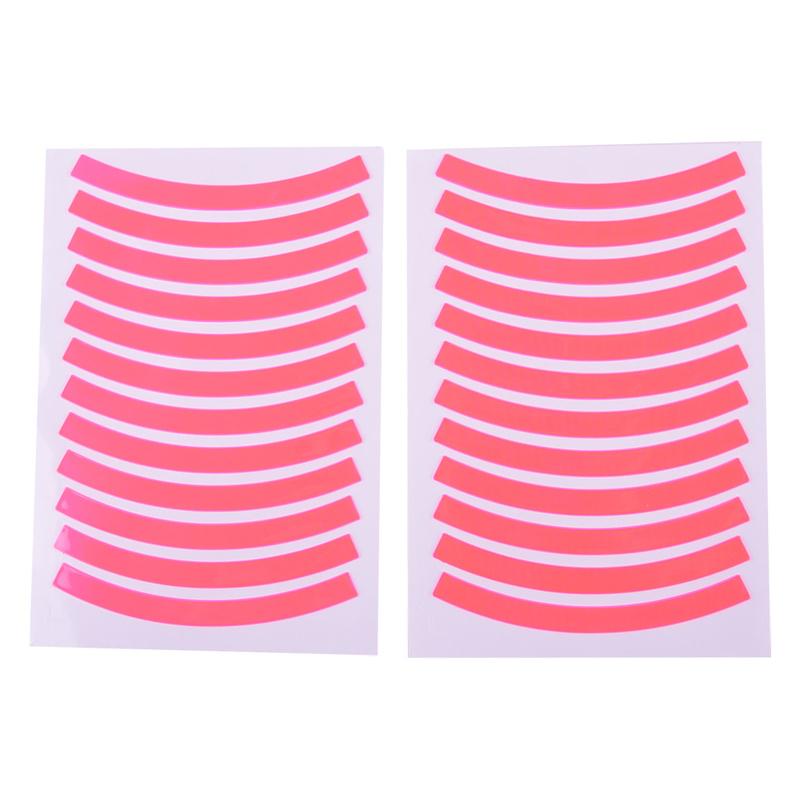 

24pcs/Set Universal Reflective Strips Wheel Hub Decal Safety Rim Tape Sticker Accessories for Car Motorcycle Bike Pink