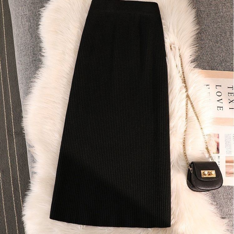 Модная универсальная трикотажная однотонная юбка с разрезом на пуговицах 2XL серый — фото 5