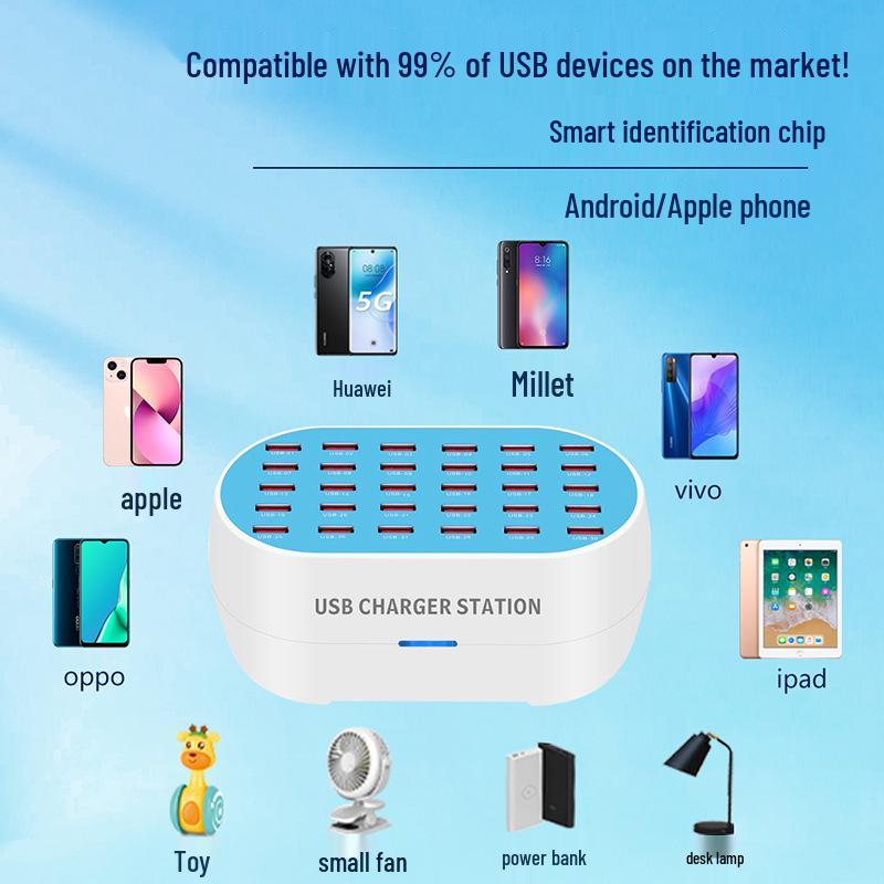High-Power 160W Multi-Port USB Smart Charger: 30, 24, 18, 12-Port Options