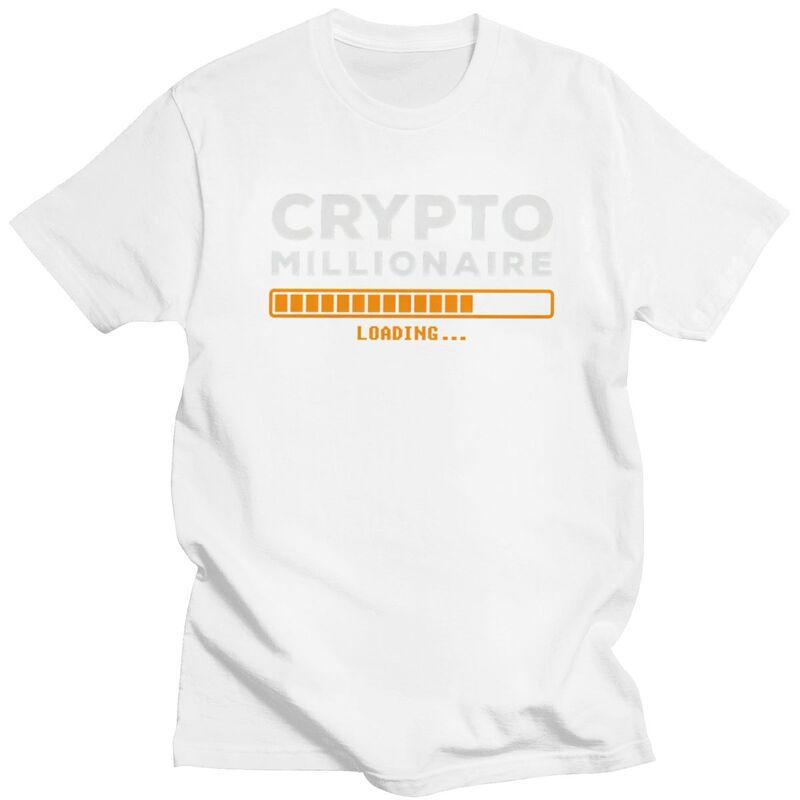 Crypto Millionaire Loading Tshirts for Men Short Sleeves T Shirt Fashion Bitcoin Tshirt 100 Cotton Tee Valentines Day Gift