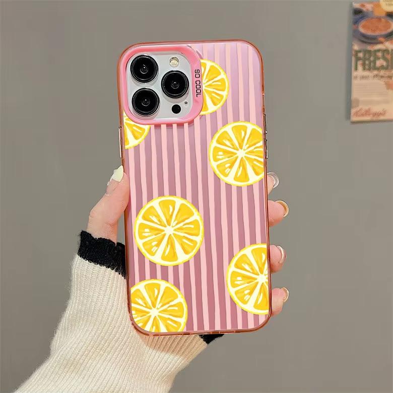 Striped Fruit Pattern Laser Phone Case For IPhone 15 17 Pro Max 16 14 Pro Max Plus 12 11 13 Mini Pro Max Shockproof Back Covers