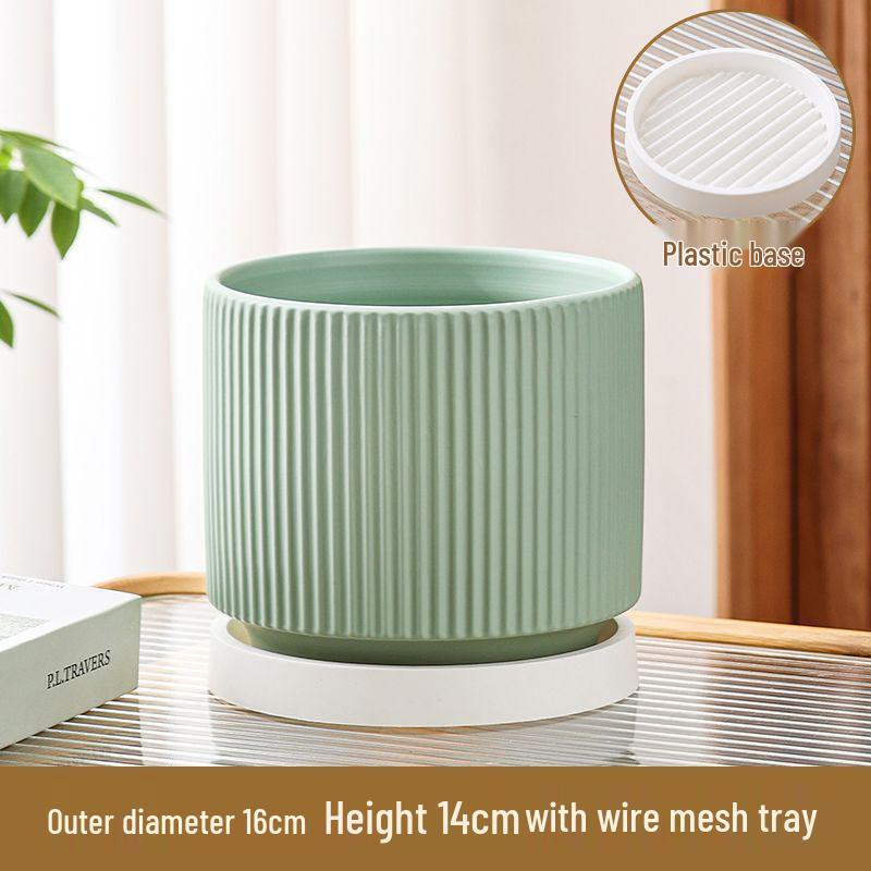 Nordic Style White Ceramic Succulent Pot with Four Compartments