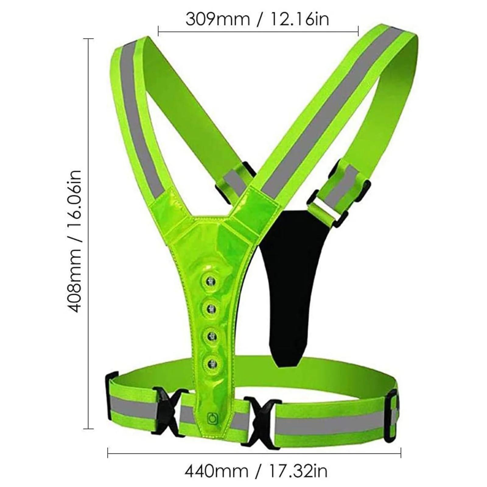 LED Reflective Vest Reflective Safety Vest High Visibility Cycling Security Vest 3 Light Modes for Outdoor Night Running Walking