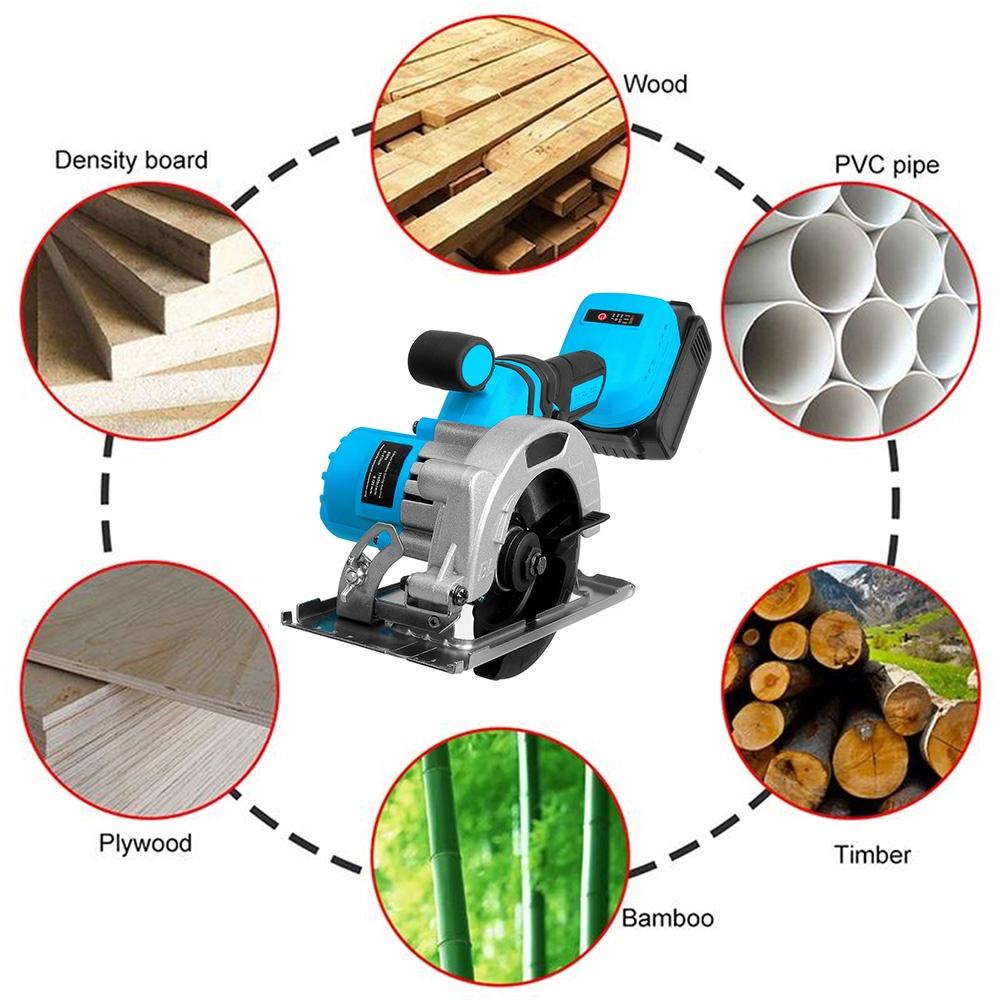 1800W 125MM Electric Cordless Brushless Circular Saw Auxiliary Handle Household Woodworking Tools for 18V Battery