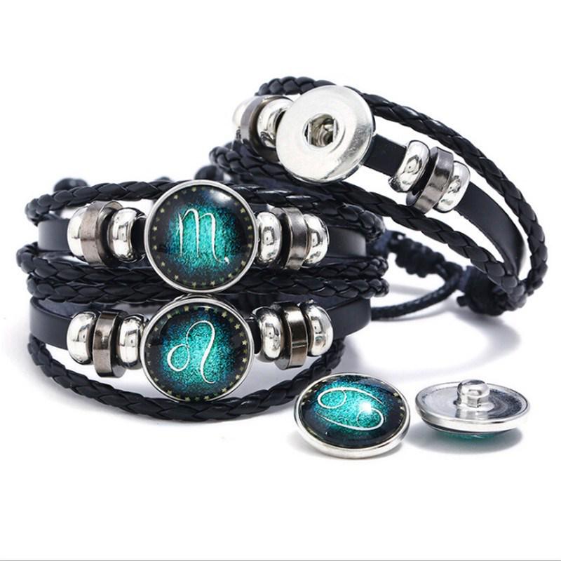 Zodiac Sign Leather Bracelets - European & American Multi-layer DIY Couple Bracelets
