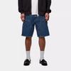 Carhartt WIP Logo Solid Mid-Rise Zipper Loose Denim Shorts Men Shorts Blue I034867-01-06