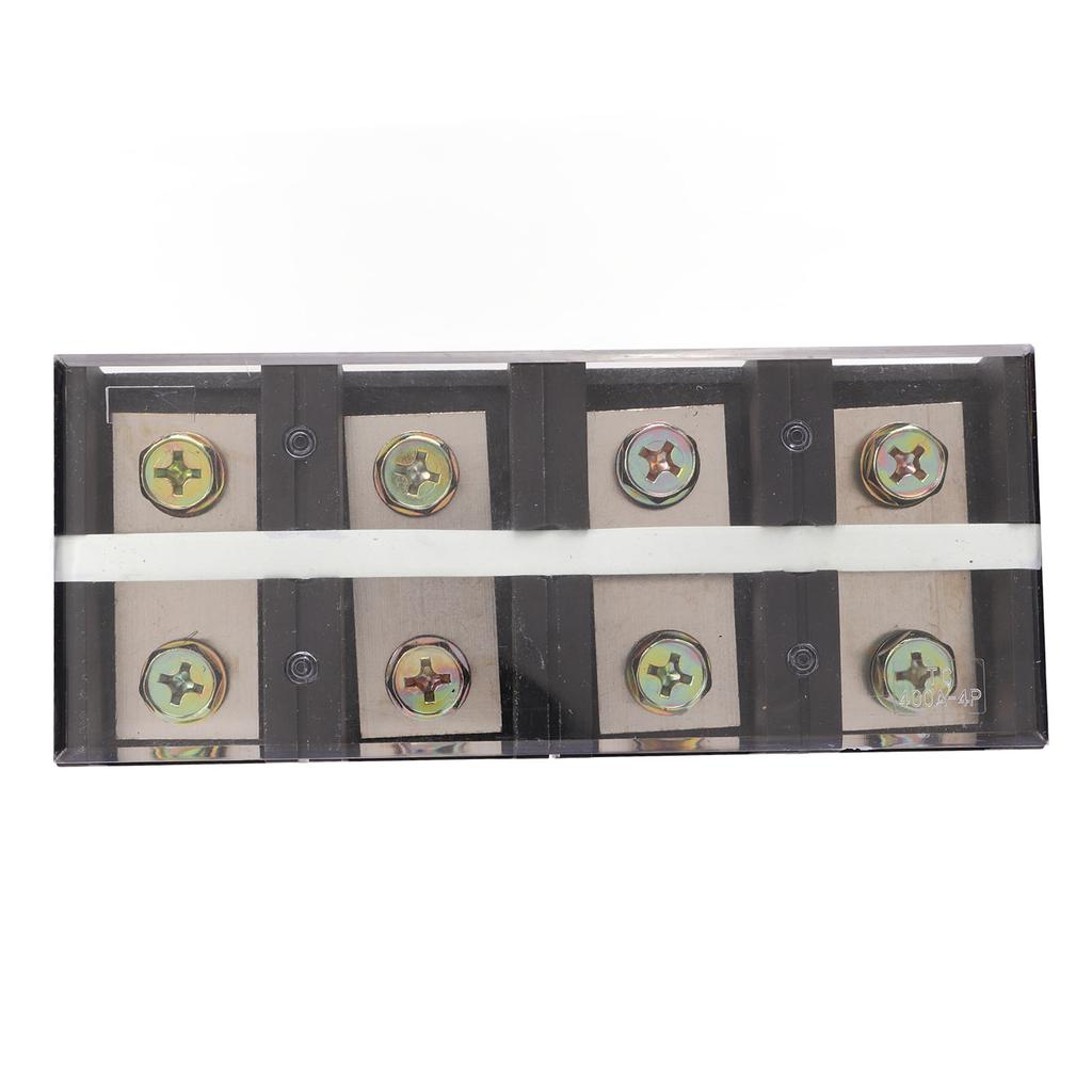 Barrier Terminal Strip Block 400A 600V High Current Dual Row Locking Terminal Strip with Cover for Industries Bridges 4