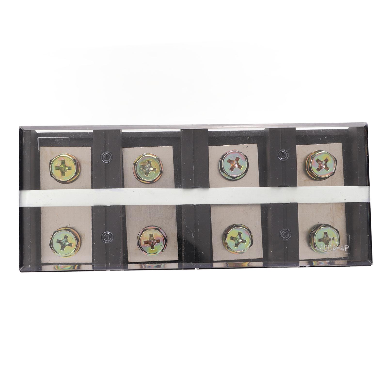 

Barrier Terminal Strip Block 400A 600V High Current Dual Row Locking Terminal Strip with Cover for Industries Bridges 4