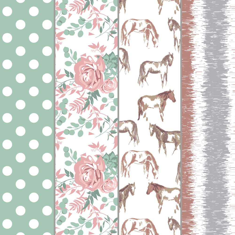 Newcastle Classics Cotton Muslin Swaddles Japanese Soft and Fluffy Horses 120cm X Ages (Official Product) - Blankets, & Roses, 120cm, 0+ Months,