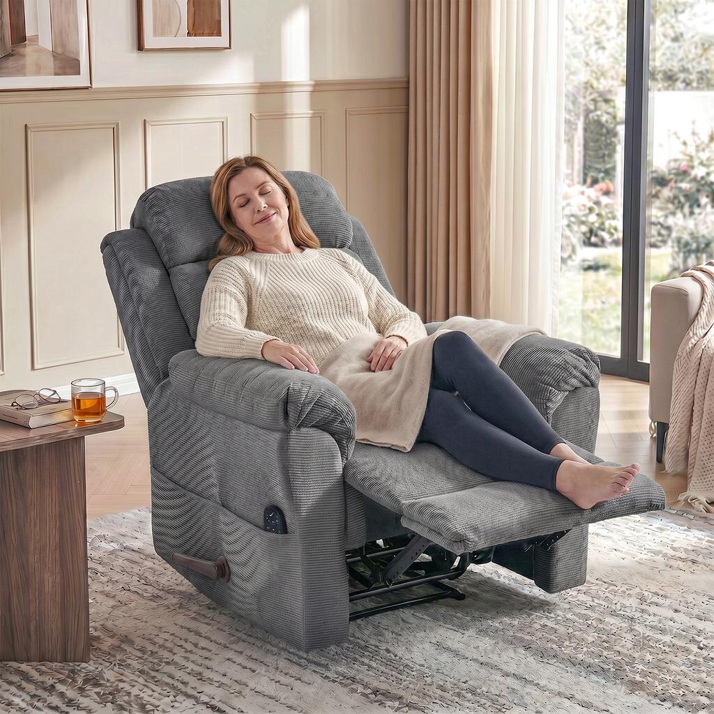 Massage Relaxation Chair with Heat, Adjustable Headrest and Wall-Hugger Function, Gray