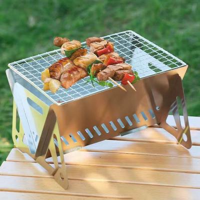 Portable Charcoal Grill Stainless Steel BBQ Stove for Outdoor Camping Picnic Hiking Folding Air Ventilation Design Grill Lightweight Barbecue Grill