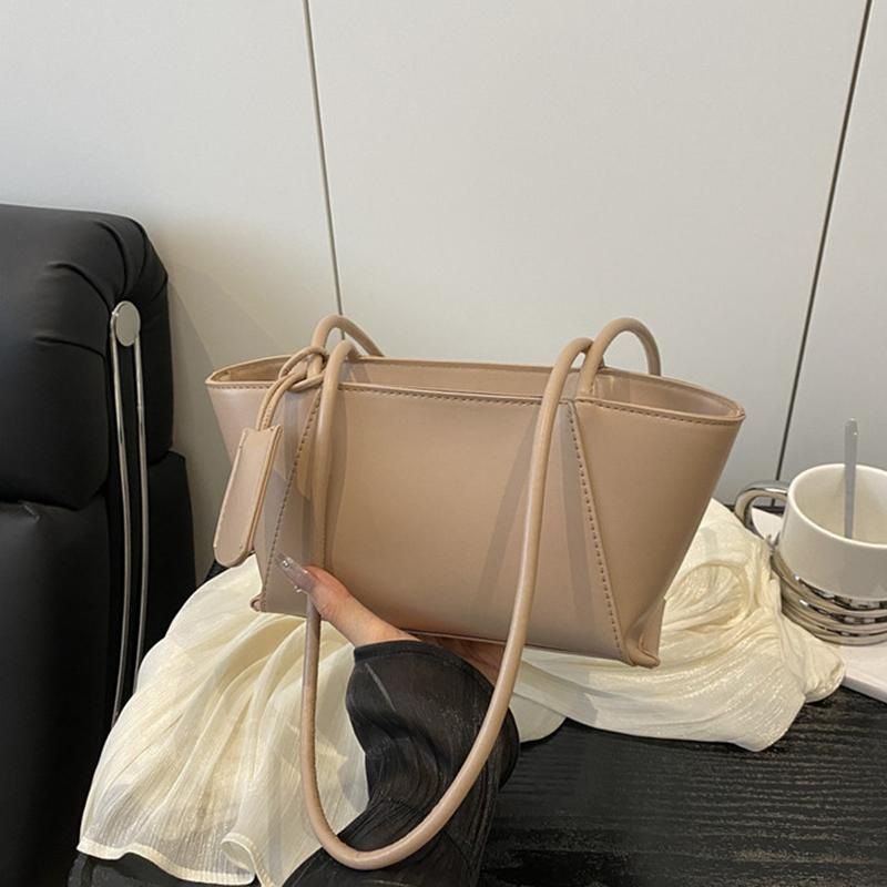 Simple Stylish Solid Color Tote Bag Luxury Casual Pu Leather Shoulder Bag Leisure High-end Women's Underarm Bag