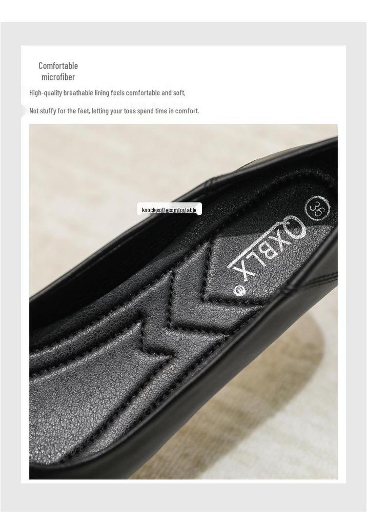 2026 Spring Women's Black Rhinestone Square Toe Loafers - Comfortable for Long Standing in Professional Office Settings