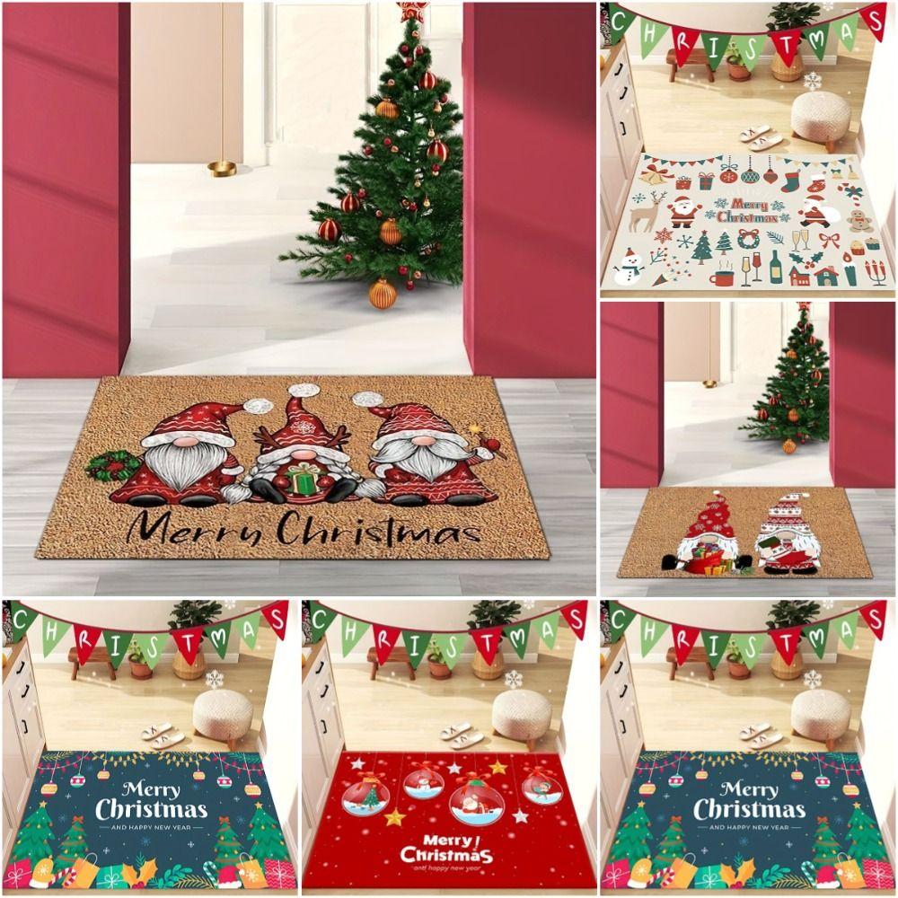 

Anti Slip Entrance Doormat Square Bath Rug New Christmas Floor Mat Party Decor H