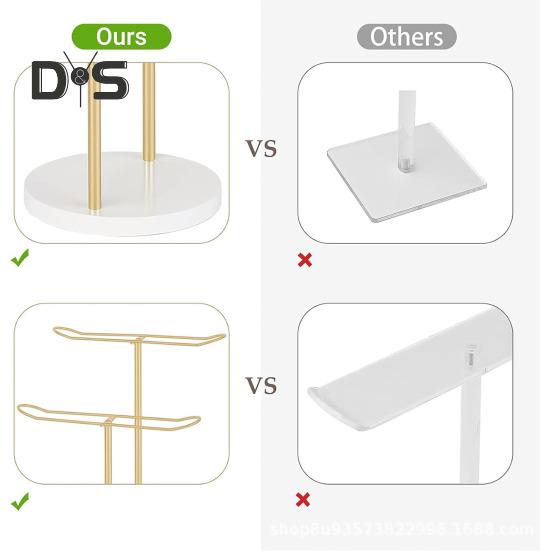 Dvouvrstvý držák na čelenku Organizér Kovový držák ve tvaru T s kulatou základnou Úložný prostor na pásek do vlasů Stojan na displej pro dívky Dámské náramky Náramky