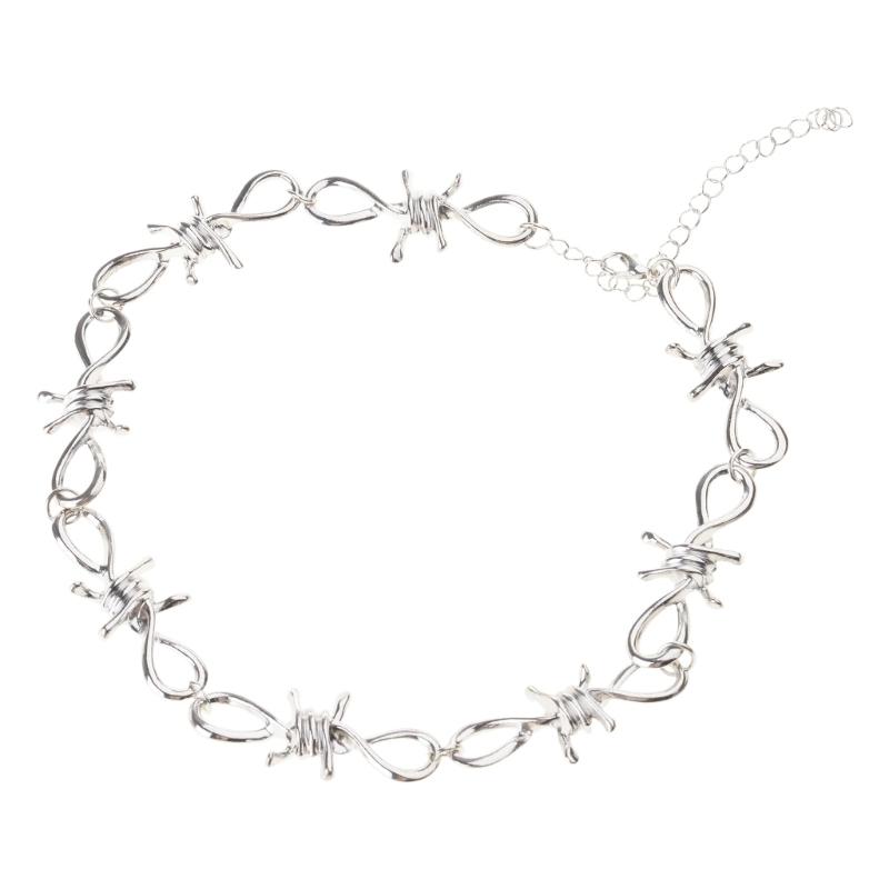 Personalized Men's Jewelry Set Alloy Barbed Wire Brambles Bracelet Necklace Decor Festival Gift for Halloween Birthday