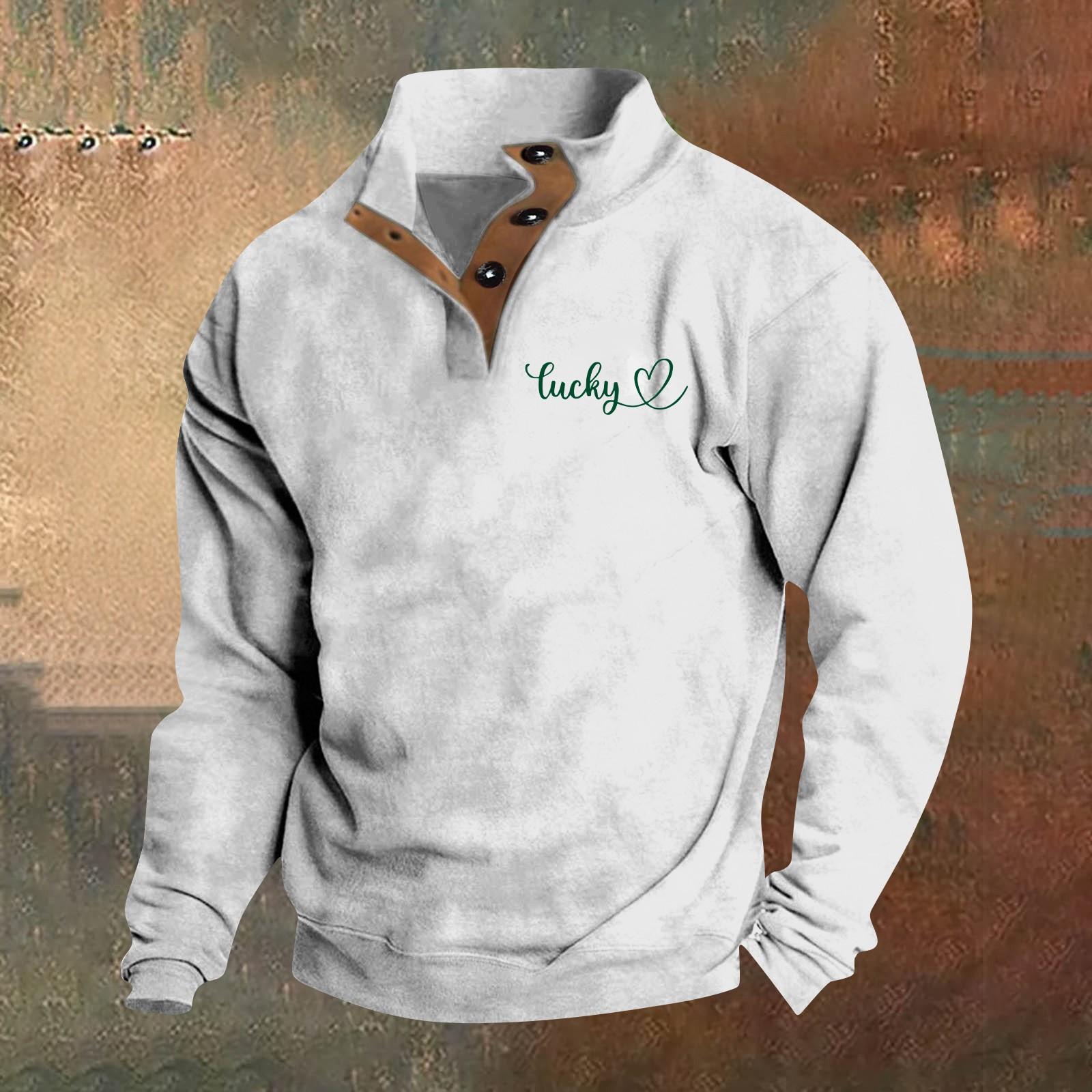 

Чоловічий пуловер з принтом на День Святого Валентина з довгим рукавом і круглим вирізом, парний світшот XL білий