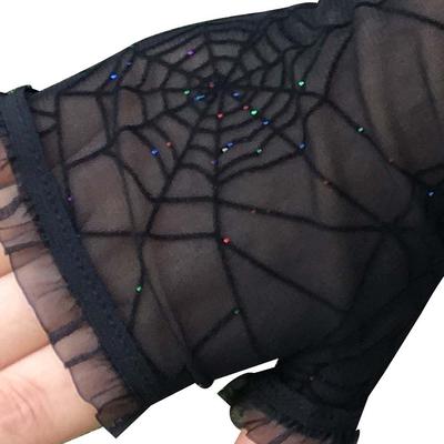 Driving Lace Dancing Women Party Spider Web Lace Mitten Women Gloves Five Fingers Mitts Thin Gloves EMA