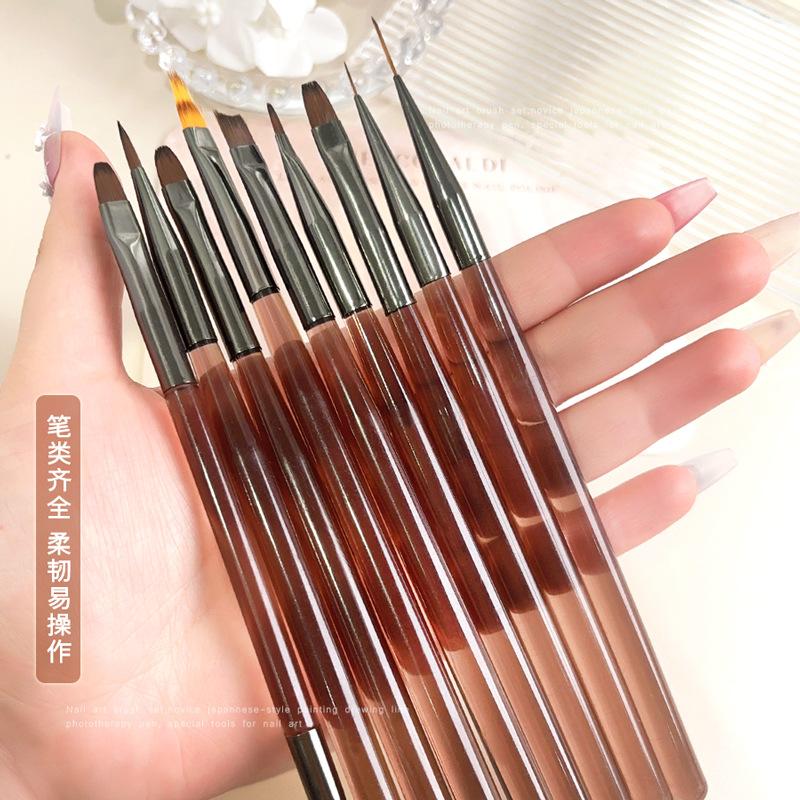Nail Art Brush Double Headed Sandalwood Lines Drawing Color Painting Phototherapy Gradient Sweeping Specific Pen Manicure Tools
