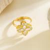 Women's Four-Leaf Clover Rotating Zircon Ring - Elegant Style
