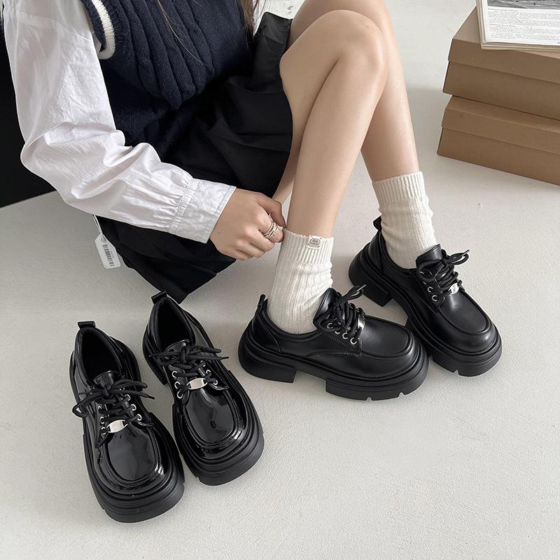 Versatile Skirt Black Platform Mary Jane Small Leather Shoes Women's 2025 New Autumn Round Head Retro Thick Heel Single Shoes