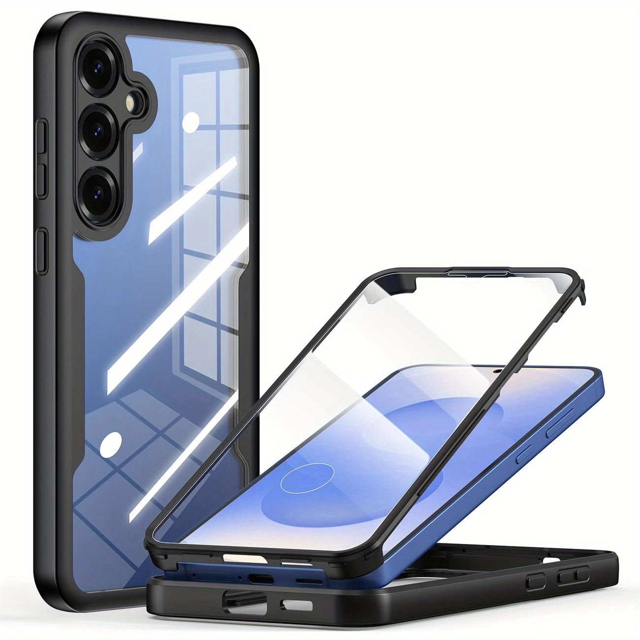

Прозрачный чехол для телефона с полной защитой 360 градусов для Samsung Galaxy S25 S24 S23 S22 S21 Ultra, чехол с защитой экрана для SAM A15 A14 A54 A53 S25 чёрный